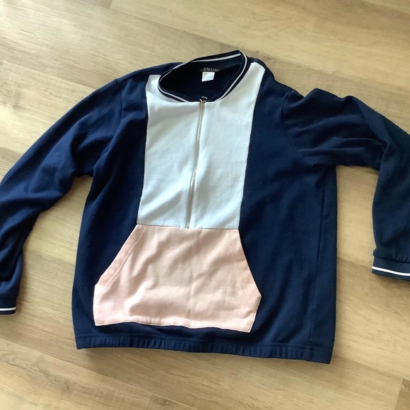 1/4 zip color block lightweight sweatshirt large - Picture 1 of 3